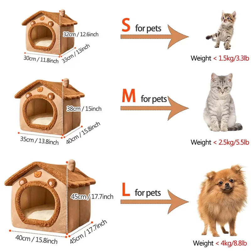 PawPalace: Foldable Pet House & Cozy Cave Bed